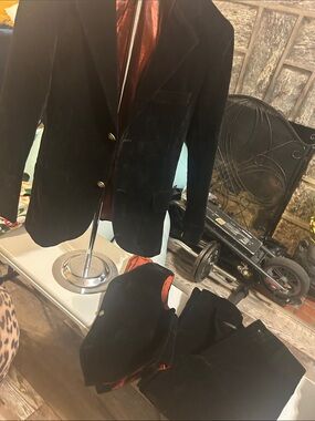 Black Velvet Kids Matching Set - Jacket, Vest & Pants